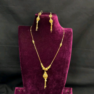 Simple Gold Plated Jewelry – Locket Chain Necklace With Matching Earrings