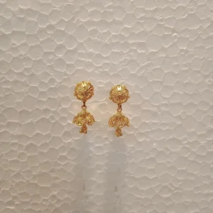 Simple Gold Plated 1 Layer Jhumka Earrings For Women
