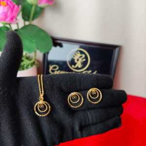 Fashionable Gold Plated Jewelry – Locket Chain With Matching Earrings