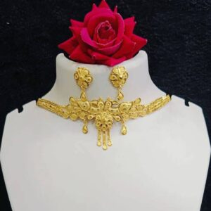 Traditional Gold Plated Choker Set with Earrings