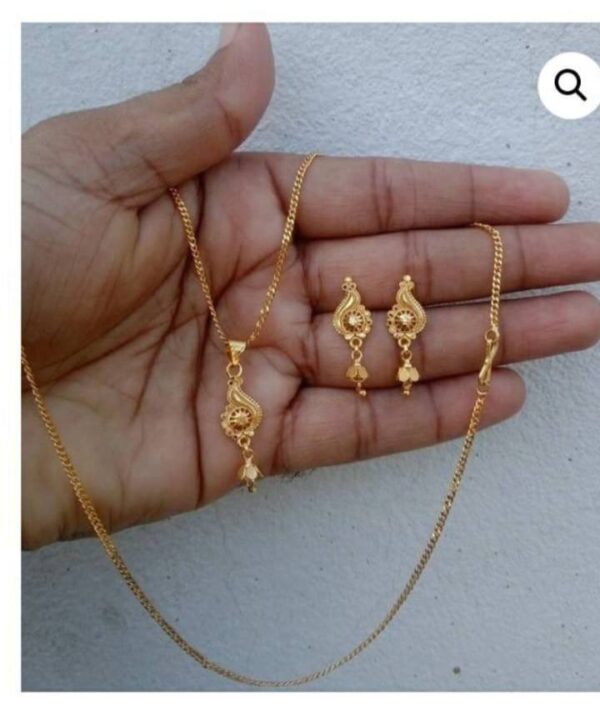 Trendy Gold Plated Locket Set with Earrings