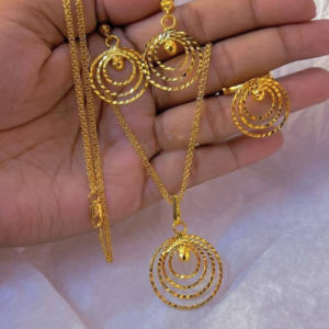 Traditional Gold Plated Locket and Earring Set