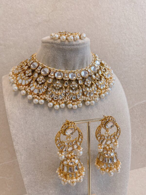 Bridal Jaipuri Kundan Necklace Set with Mirror Art