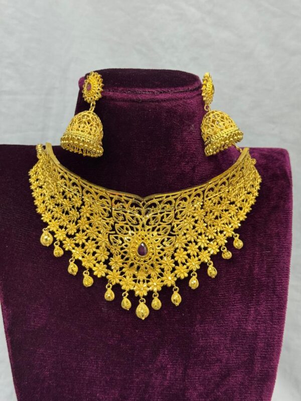 Budget-Friendly Gold Plated Choker Set with Matching Earrings