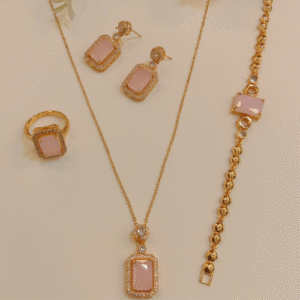 Stylish Gold Plated Stone Full Combo Jewelry Set