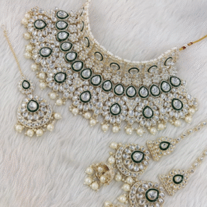 100% Color Guarantee Gold Plated Kundan Bridal Full Combo Set