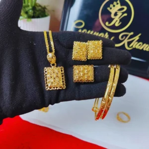 Traditional Gold Plated Locket and Earring Set